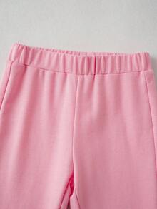 DORA | SHEIN 2pcs/Set Young Girl Cute Graphic Print Cartoon Figure Graphic Crew Neck Long Sleeve Sweatshirt & Letter Graphic Flared Casual Outdoor Pants Suit - White - View 5