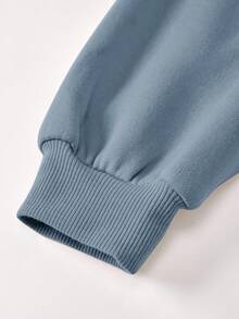 SHEIN Tween Girl Letter Print Sweatshirt & Sweatpants 2-Piece Set, Blue - Blue - View 3