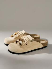 Solecia Spring/Autumn New Slip-On Mule Flat Shoes - Apricot - View 2