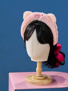 Joivida 1 件装可爱粉色猪鼻子头带卡通毛绒猪 Whoosh 洗脸头带高骷髅头顶化妆压力发饰、发带、发箍头带 - 粉色 - 查看 1