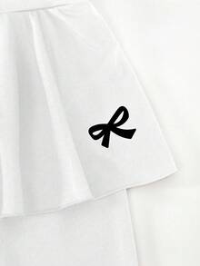 SHEIN 2件套 少女休闲百搭芭蕾舞运动蝴蝶结裙裤 - 黑色 - 查看 3