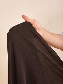 Zivah 2025 Autumn/Winter New Music Festival, Easter, St. Patrick's Day, Western, Nomadic, Birthday Party, Graduation, College Style, Student, Daily Casual, Basic Versatile, Leisure, Cruise Travel, Beach, Suing, Viral, Streetwear, Wedding Guest Boho, Commute, Brunch, Airport, Party, Holiday Outing, Elegant Banquet, New Chinese Style Button-Down Long Sleeve Brown Textured Linen Fabric Kimono-Inspired Shirt And Wide-Leg Pants 2-Piece Set - Brown - View 9