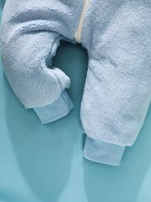 SHEIN 男婴可爱恐龙3D帽子连体衣，长袖连体衣，返校套装