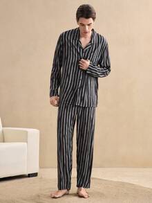 EverLounge 男士休闲绅士风家居服套装，适合室内外穿着，冬季服装 - 彩色 - 查看 5
