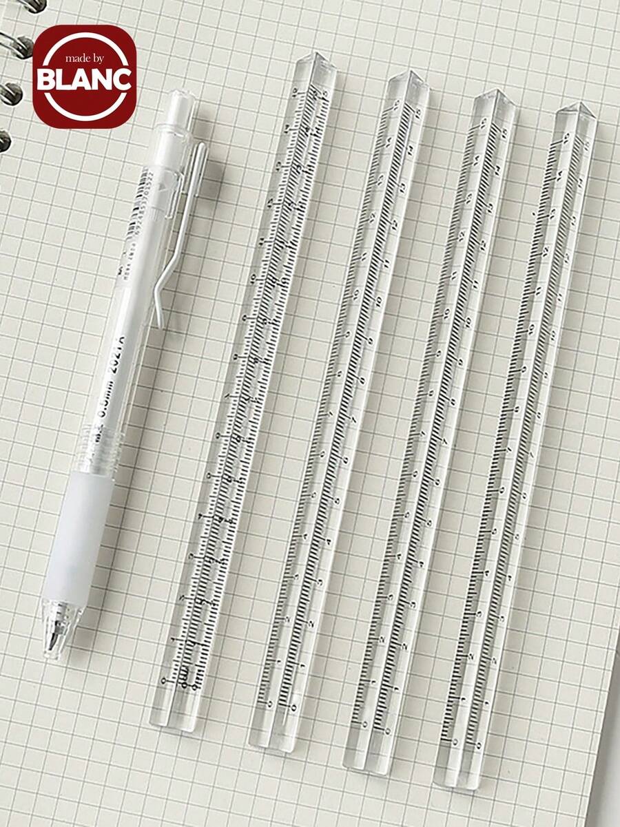 1 件装透明三角尺，可爱多功能无标记学生文具刻度工具 - 無色 - 查看 1