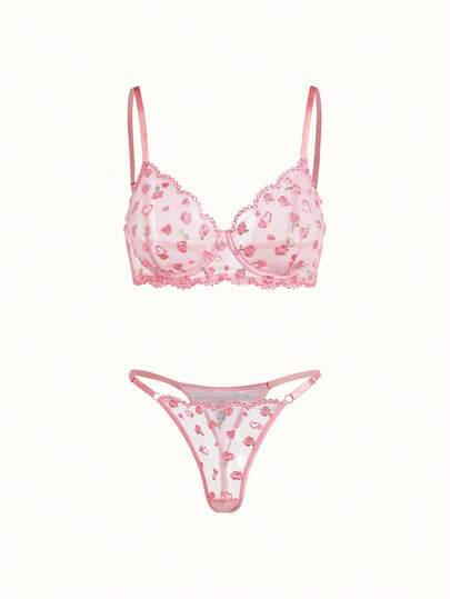 Bonmuse 春夏新款女士性感蕾丝花卉刺绣内衣，超薄设计，两件套，白色和米色文胸和内裤，甜美舒适，纯粹欲望，透明三角内裤，情人节，情侣卧室，贴身内衣超薄文胸