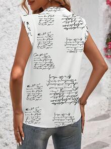 SHEIN Clasi Blusa de moda simple sin mangas con cuello alto, apropiada para el verano