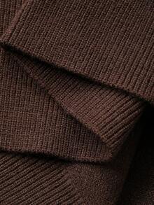 Dazy Plus Plus Size Loose Fit Solid Color Pocket Round Neck Long Sleeve Cardigan, Autumn/Winter - Coffee Brown - View 8