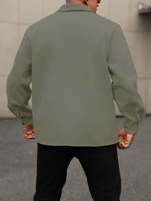 Manfinity Homme 男士加大码长袖羊毛混纺衬衫式外套，浅色 - 薄荷綠 - 查看 2