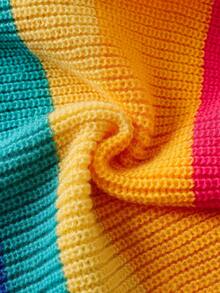 Baby Girls'Knitted Cardigan,Cute Pink Stripe Rainbow Stripes & Color-Block Sweaters,Autumn Matching Family Pride Month Soft Stylish Long-Sleeve - Multicolor - View 6