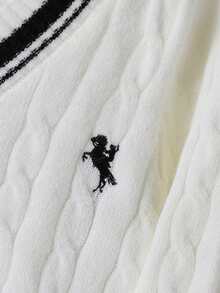 Tween Girls Striped Twist Rope Cable Knit V-Neck Pullover Sweater, Soft & Comfortable For Everyday, Outdoor, Travel, Vacation, Home, Daycare Wear Youth Sweaters Girl Sweater Cute Sweater Preppy Sweater Aesthetic Clothes Teen Girls Sweaters Girl Jumper Kids Sweaters Sweater For Tweens Kids Preppy Clothing - Beige - View 5