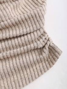 Sweetra 优雅复古风格女式两件套，垂坠领口设计，简约时尚，修身直筒剪裁，适合休闲、工作和日常穿着，秋冬 - 杏色 - 查看 4