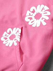 Manfinity EMRG Men Letter Print Hoodie And Sweatpants Set, Fall Clothes - Pink - View 3