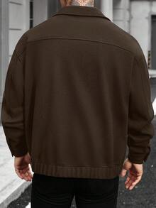 Manfinity Homme Herren einfarbige Langarm-Jacke mit Einzelknopfverschluss, lässig und locker geschnitten, für Herbst/Winter