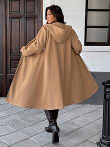 Easura Plus Size European And American New Overcoat, Loose Fit Mid-Length Windbreaker - Camel - View 2