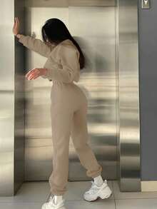 BamGleam 女式字母印花圆领长袖运动衫和裤子休闲套装，秋冬