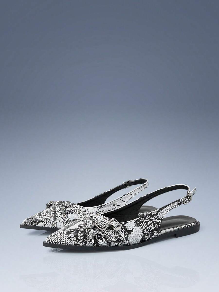 CUCCOO GRLICON Women's Fashion Snake Skin Pattern Flat Loafers, Y2K Punk Motorcycle Style - Multicolor - View 1