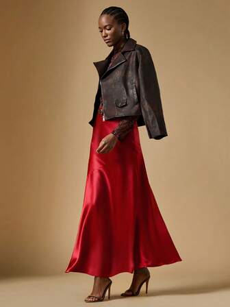 Briarwyn Gonna elegante con orlo a coda di pesce, colore unito, semplice ed elegante