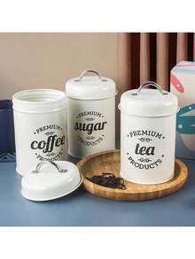 Tea Tin Can, Nordic Style Dried Fruit Snack, Milk Powder, Coffee Bean/Powder Airtight Storage Canister - Beige - View 9