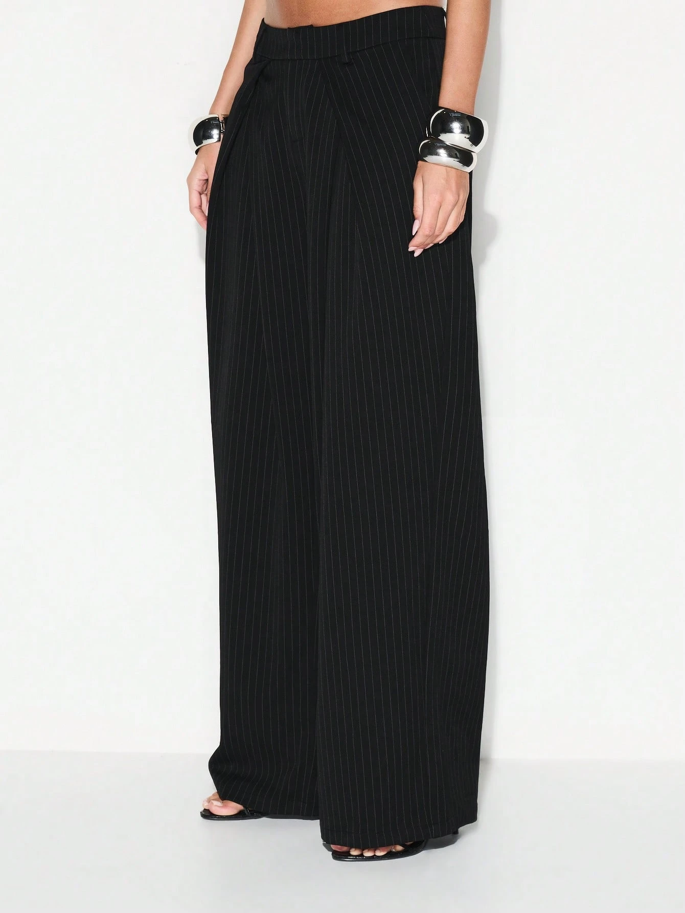 KIZN Pinstripe Wide Leg High Waisted Trousers