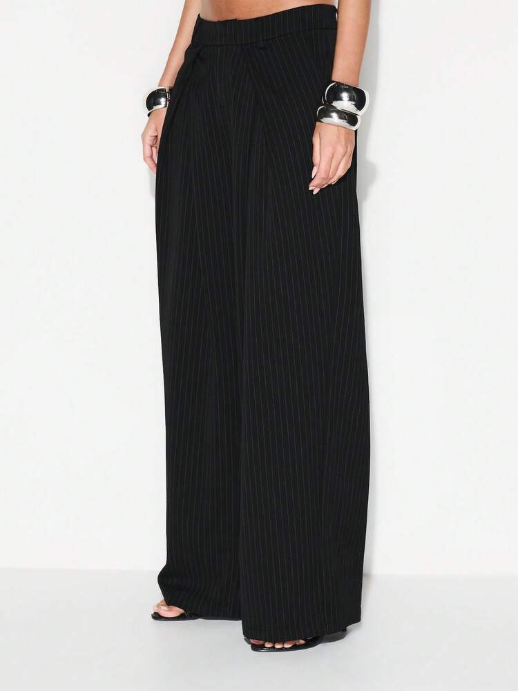 KIZN Pinstripe Wide Leg High Waisted Trousers