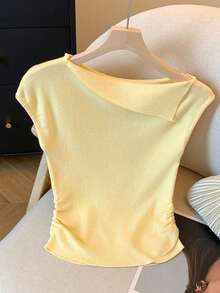 SHEIN 女式优雅 3D 花卉装饰针织毛衣上衣，夏季 - 黃色 - 查看 2