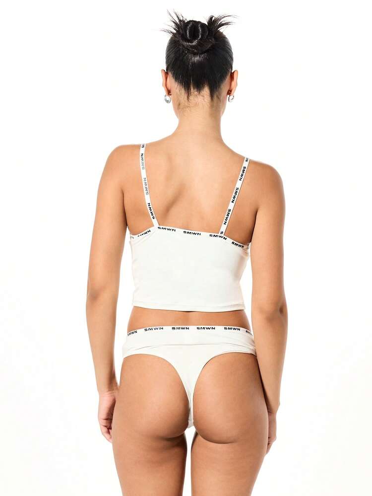 SUMWON WOMEN Branded Elastic Cami And Brief Set