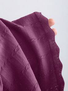 Qadelle Abito corto in maglia a maniche lunghe con volant, elegante e vintage, adatto per l'inizio dell'autunno e per l'ufficio - Viola - Visualizzare 6
