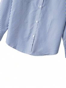 Regalyn Große Größen Lässig Gestreiftes Langarm Hemd + Minimalistische Lässig Lange Hose 2 Stücke Set