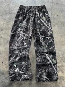 SHEIN 男童休闲日常舒适印花直筒宽松梭织裤 - 彩色 - 查看 2