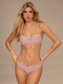 Enchnt 浪漫蕾丝镂空精致修身杯文胸和内裤6件套，可爱 - 彩色 - 查看 4