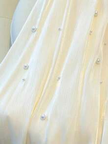 SHEIN Clasi 女士纯色仿珍珠装饰优雅通勤裙