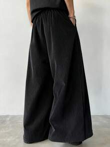 Claim Dot PAVTROS Manfinity Streetrush Herren Street-Style Populär INS Matching. Herren Streetwear, Herren Schwarze Cord Hose, Weite Loose Leg Hose, Lässige Mode Vielseitige Hose, Baggy, Schwarze Hose, Cord, Weihnachten, Street Style, Freund Geschenk, Für Winter