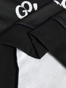 SCOOBY-DOO X SHEIN Conjunto de sudadera con capucha y pantalón de chándal con bolsillo con gráfico de letra y coche para hombre - Negro - Ver 7