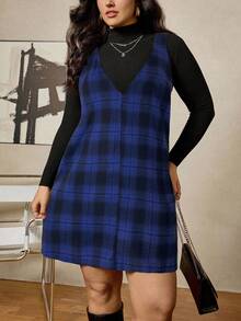 Comfylo 大码女式节日服装舒适合身夏季黑白条纹休闲装圆领无袖慵懒休闲风格腰带休闲时尚女式夏装女式休闲连衣裙万圣节服装女式连衣裙 - 藍色 - 查看 5
