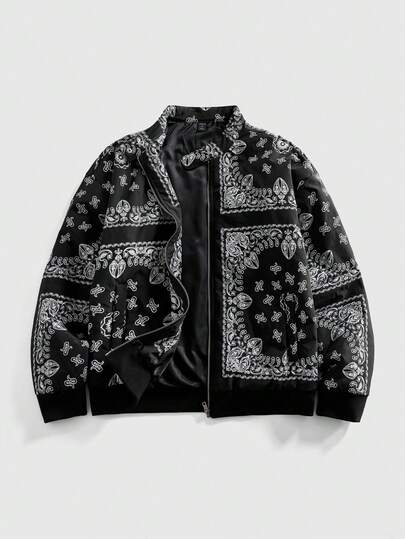 Street Life Veste zippée décontractée pour hommes avec imprimé noix de cajou, hiver