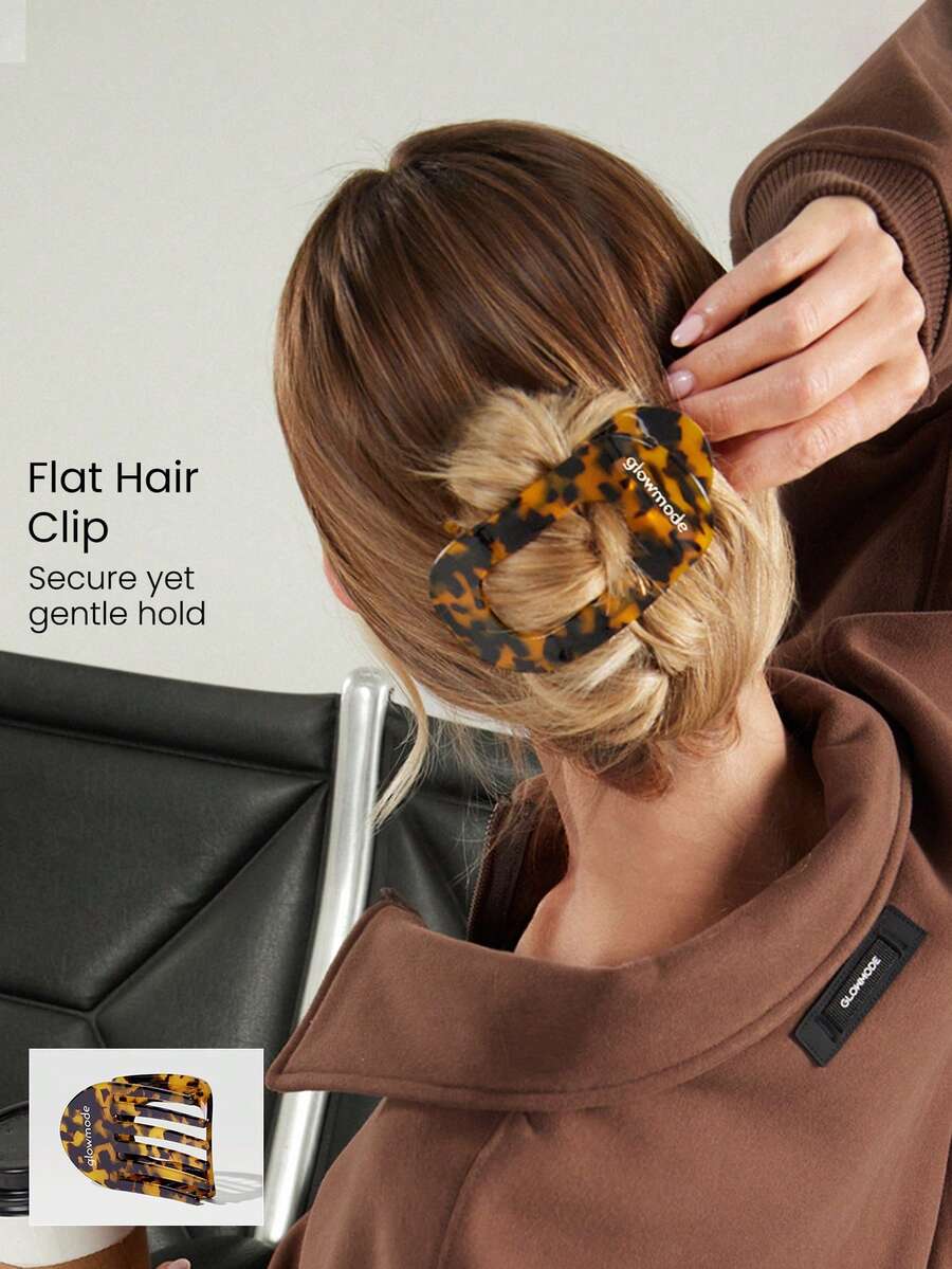 GLOWMODE Flexi Flat Round Secure Hair Clip Yoga Studio Gym Training Daily Active Wear - 咖啡棕 - 查看 1