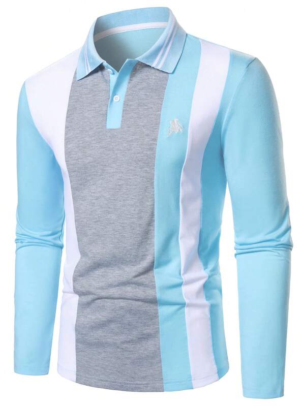 Manfinity Bizformal Men's Fashion Business Casual Long Sleeve Polo Shirt