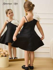 Glamorique Kids Young Girls Dress,Big BOW,ElegantNoble,Suitable For Formal Occasions, Stage, Piano Performance - Black - View 2