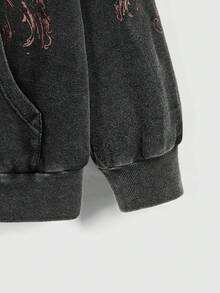 ROMWE Grunge Punk 大码做旧街头风卫衣/冬季 - 灰色 - 查看 3