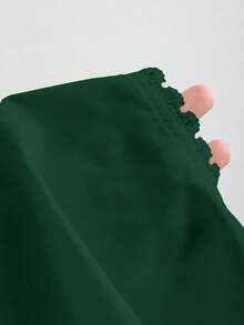 Fairmaia German Traditional Women Contrast Lace Short Sleeve Sweetheart Neck Blouse - Dark Green - View 3