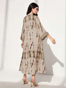 Al Najma 女士扎染印花V领流苏阿拉伯风格连衣裙 - 彩色 - 查看 2