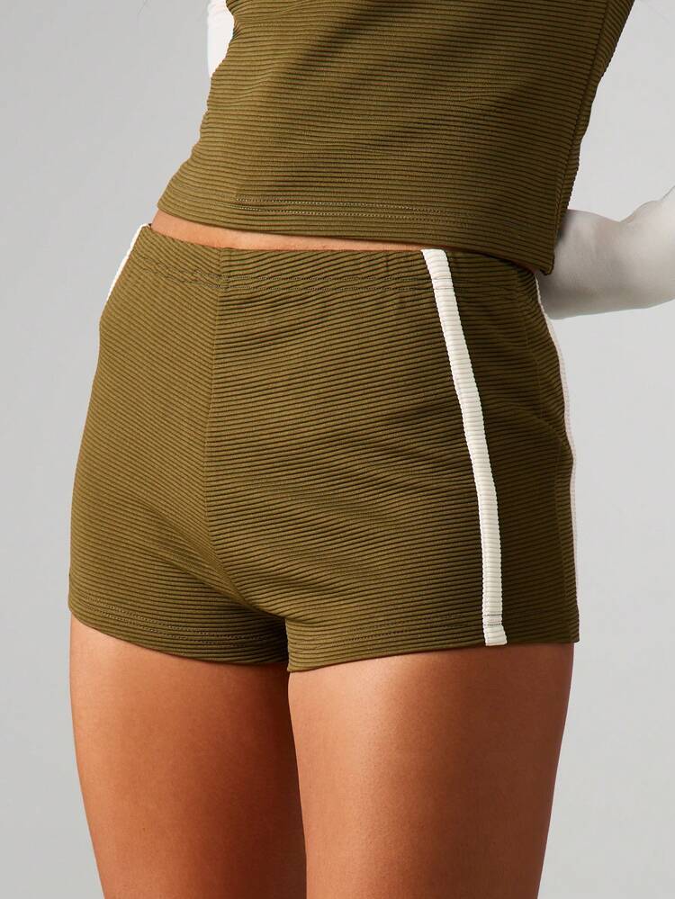 MISSGUIDED Ribbed Booty Shorts With Side Stripe Detail For Summer Casual Wear