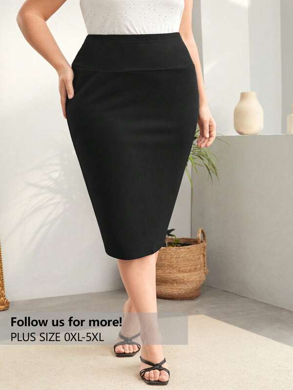 Firerie Plus Size Solid Color Versatile Commuter Skirt