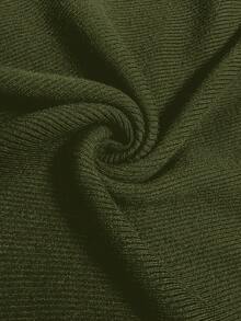 SHEIN Clasi Plus Size Winter Turtleneck Sweater,Olive Green,Autumn,Smart Casual,Date Night,Shoulder Cut-Out Design,Elegant Women Fall Basic Top For Party,Vacation - Army Green - View 8