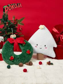 可爱圣诞树、花环、雪屋毛绒抱枕、儿童毛绒娃娃靠垫、圣诞节活动派对家居客厅卧室装饰、生日礼物娃娃 - 見詳情 - 查看 1