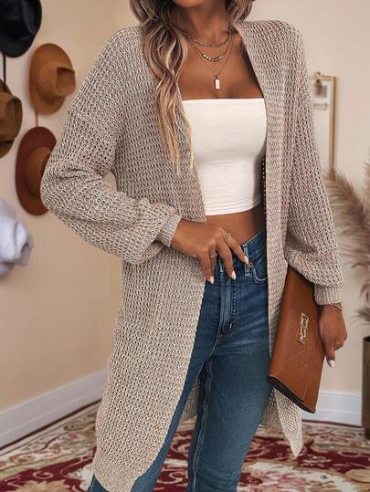 LanaWest Drop Shoulder Casual Design Cardigan,Long Sleeve Tops Fall Winter Cloth For Women