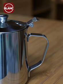 1pc Minimalist Luxury Korean Style Stainless Steel Milk Frother With Lid, Multifunctional Home Coffee Container, Spout Coffee Pot, Hand Drip Coffee Maker, Water Kettle Back To School - Multicolor - View 3