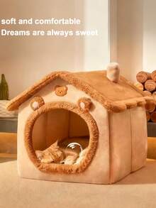 PETSIN 猫窝，四季通用，冬季保暖，封闭式，猫床，包裹式猫睡袋，狗窝，避难屋