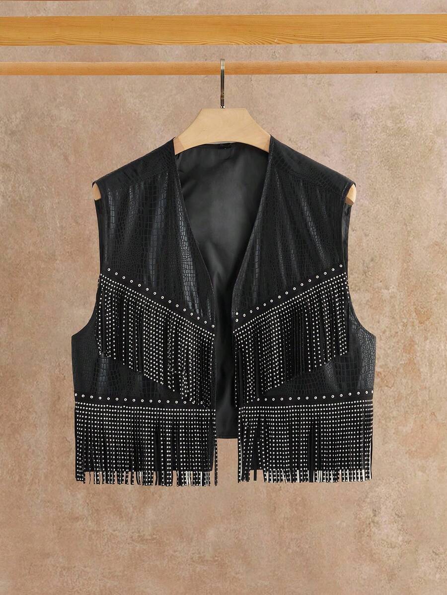 Manfinity NXTstreet 男士百搭时尚流苏鳄鱼纹背心 - 彩色 - 查看 1